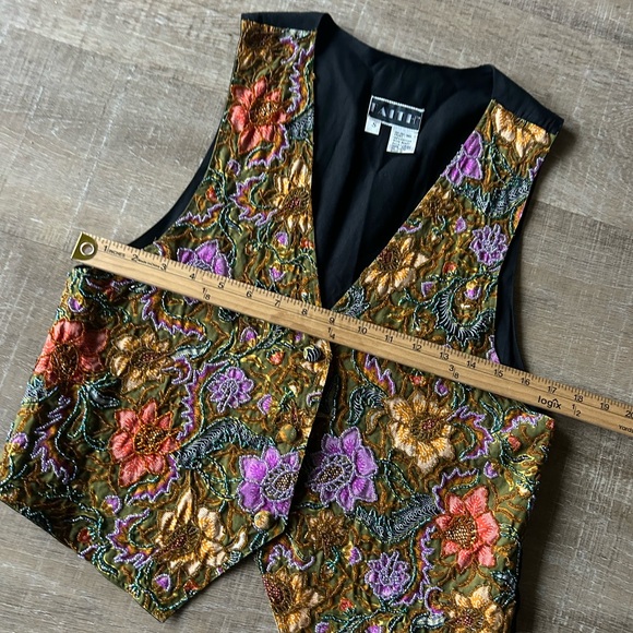 Vintage Y2K Hand Beaded Women’s Floral Vest Small Button Front Fairy Western - Picture 11 of 14